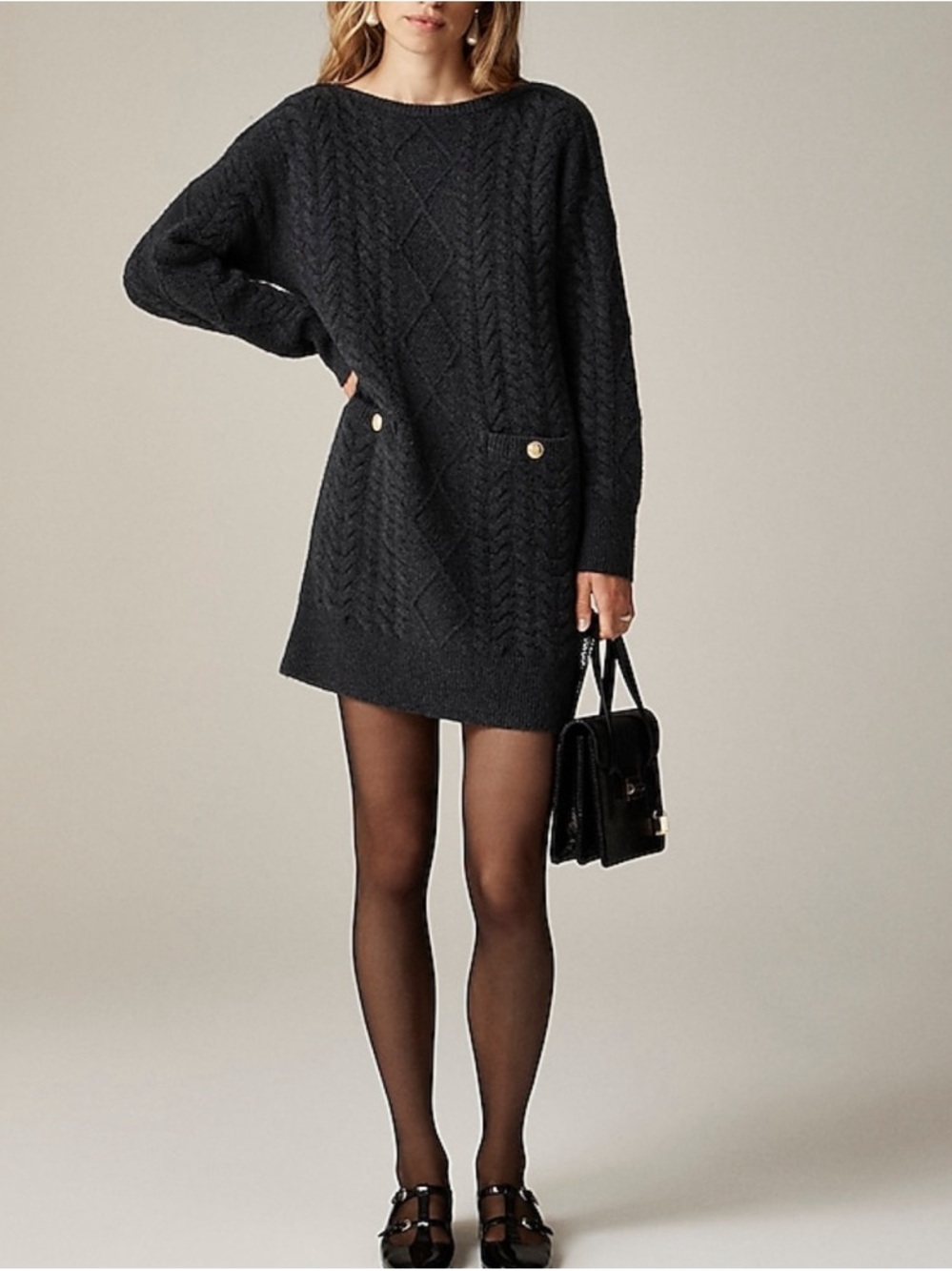 J. Crew Relaxed cable-knit sweater dress Size: XS